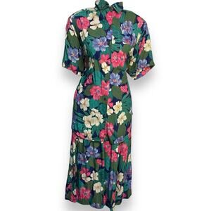 Alfred Dunner Two Piece Skirt Set Women's 12 Multicolored VTG Floral Print Shirt